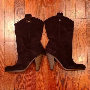 American Eagle Suede Cowboy Style Heeled Boots